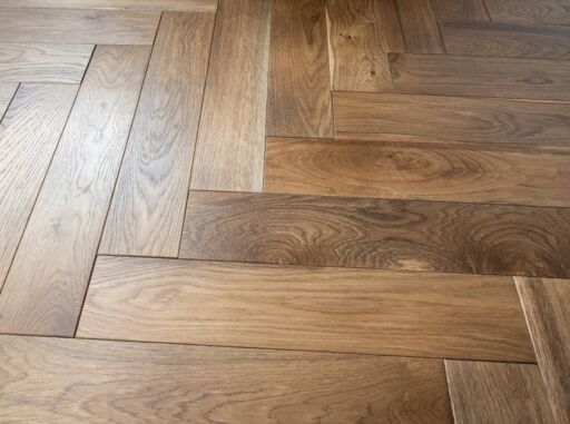 Evolve Mayfair, Engineered Oak Flooring, Herringbone, Smoked, Brushed & Lacquered, 100x18x500mm