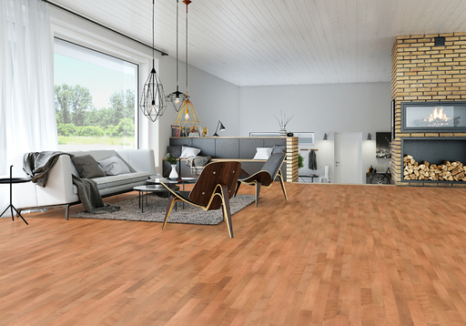 Junckers Beech SylvaRed Solid 2-Strip Wood Flooring, Ultra Matt Lacquered, Harmony, 129x22mm