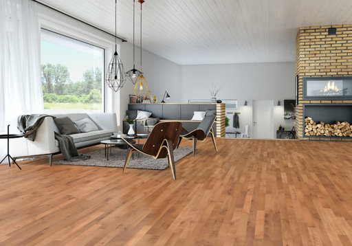 Junckers Beech SylvaRed Solid 2-Strip Wood Flooring, Silk Matt Lacquered, Harmony, 129x14mm