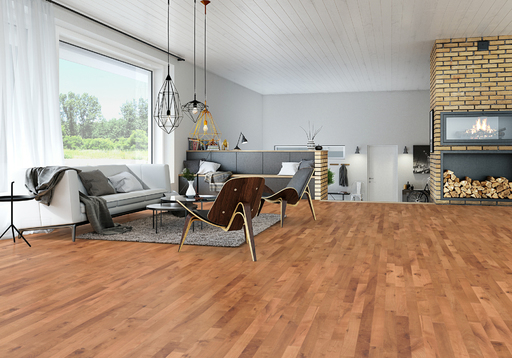 Junckers Beech SylvaRed Solid 2-Strip Wood Flooring, Silk Matt Lacquered, Variation, 129x22mm
