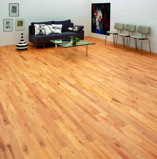 Junckers Beech Solid 2-Strip Wood Flooring, Untreated, Variation, 129x22mm