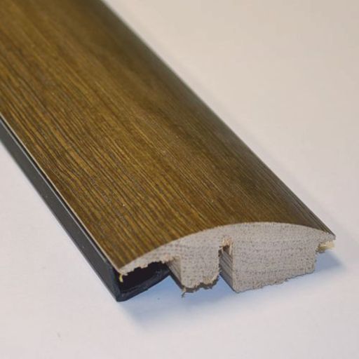 Solid Dark Oak Wood-To-Carpet (Semi-Ramp) Threshold, Lacquered, 90cm