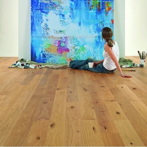 Elka Solid Oak Wood Flooring, Rustic, Brushed, Oiled, 130x18xRL mm Image 2