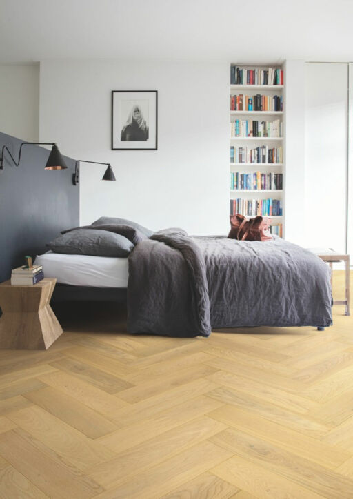 QuickStep Disegno Pure Light Oak Engineered Parquet Flooring, Extra Matt Lacquered, 145x13.5x580mm Image 4