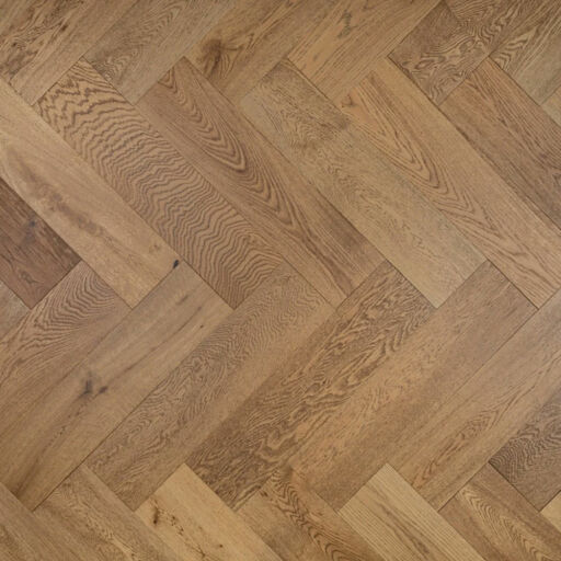 Tradition Engineered Oak Parquet Flooring, Herringbone, Natural, Smoked Stain, Brushed & UV Oiled, 150x14x600mm Image 1