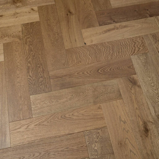 Tradition Engineered Oak Parquet Flooring, Herringbone, Natural, Smoked Stain, Brushed & UV Oiled, 150x14x600mm Image 2