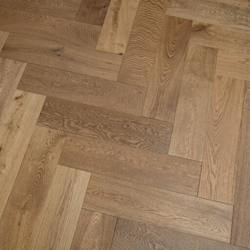 Tradition Engineered Oak Parquet Flooring, Herringbone, Natural, Smoked Stain, Brushed & UV Oiled, 150x14x600mm Image 4