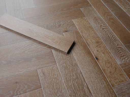 Tradition Engineered Oak Parquet Flooring, Herringbone, Natural, Smoked White, 90x14x450mm Image 1