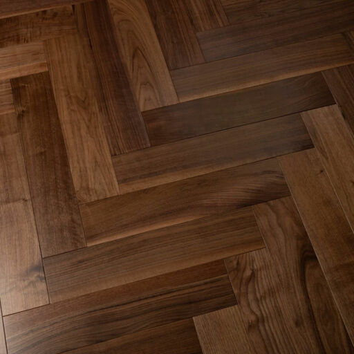 Tradition Walnut Herringbone Engineered Parquet Flooring, Natural, UV Lacquered, 125x14x600mm Image 3