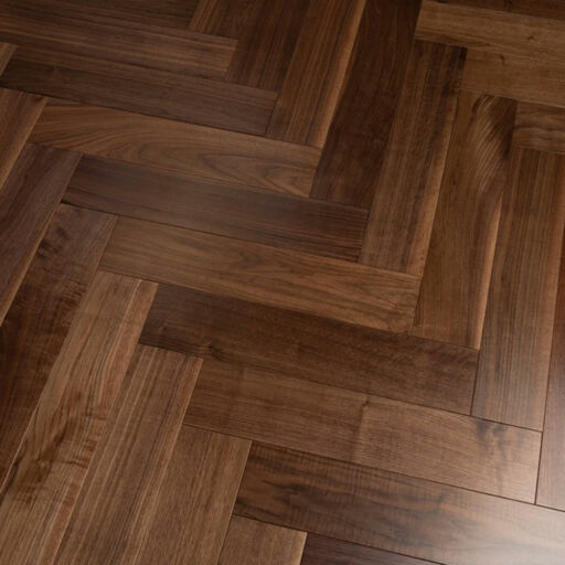 Tradition Walnut Herringbone Engineered Parquet Flooring, Natural, UV Lacquered, 125x14x600mm Image 4