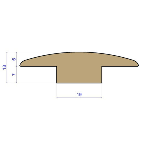 Traditions Solid Oak T-Shape Threshold, Unfinished, 7mm, 2.7m Image 2