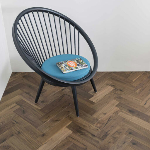 V4 Deco Parquet, Black Walnut Engineered Flooring, Rustic, UV Oiled, 90x14x400mm Image 2