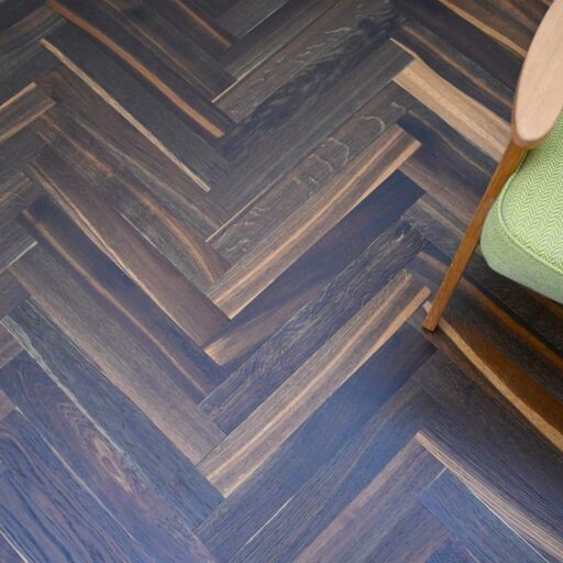 V4 Tundra Herringbone, Smoked Oak Engineered Flooring, Rustic, Brushed & UV Oiled, 70x11x490mm Image 2