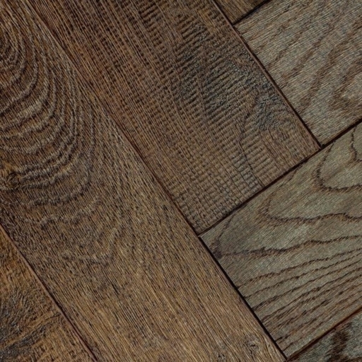 V4 Foundry Steel Engineered Oak Parquet Flooring, Rustic, Distressed, Stained, Handfinished & UV Oiled, 90x14x360mm Image 4