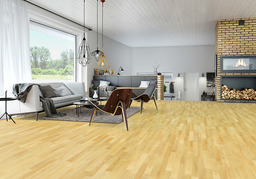 Junckers Beech Solid 2-Strip Wood Flooring, Silk Matt Lacquered, Classic, 129x14 mm