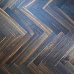 V4 Tundra Herringbone, Smoked Oak Engineered Flooring, Rustic, Brushed & UV Oiled, 70x11x490mm
