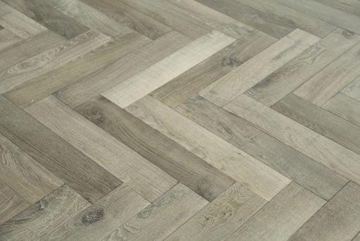 Tradition Select Engineered Oak Herringbone Flooring, Bespoke, Medium Grey, Brushed With Saw Marks, 115x18x600mm