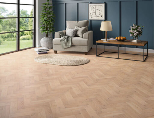 Rauland Engineered Oak Flooring, Herringbone, Rustic, Invisible Oiled, 80x10x300mm