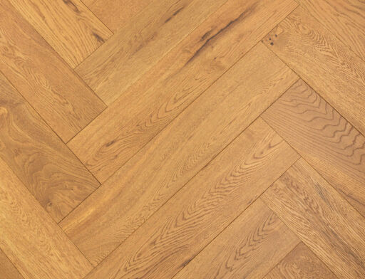 Canopy Thetford Engineered Oak Flooring, Herringbone, Rustic, Golden Brushed & Oiled, 125x15x600mm