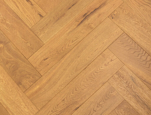 Ramberg Engineered Oak Flooring, Herringbone, Rustic, Golden Brushed & Oiled, 125x15x600mm
