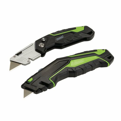 Draper Retractable & Folding Trimming Knife Set with 10 x SK2 Two Notch Blades