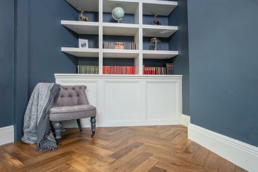 Evolve Engineered Oak Flooring, Herringbone, Natural, Smoked Brushed & Lacquered, 100x18x500 mm