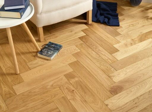 Evolve Mayfair, Engineered Oak Flooring, Herringbone, Natural Brushed & Oiled, 100x18x500 mm.
