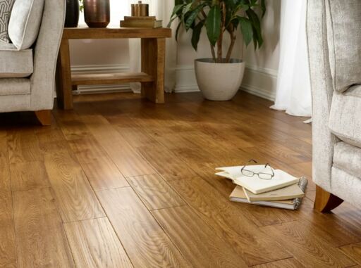 Evolve Westminster, Engineered Oak Flooring, Golden, Handscraped & Lacquered, 150x18xRL mm.