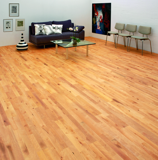 Junckers Beech Solid 2-Strip Wood Flooring, Ultra Matt Lacquered, Variation, 129x14mm