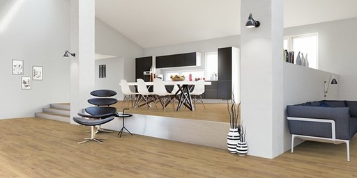 Junckers Solid Nordic Oak 2-Strip Flooring, Ultra Matt Lacquered, Classic, 129x14 mm