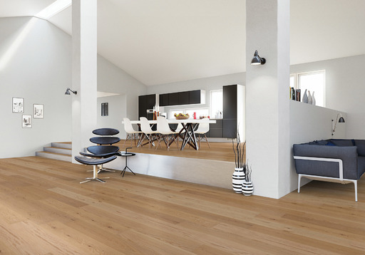 Junckers Solid Oak Boulevard Wood Flooring, Silk Matt Lacquered, Harmony, 185x20.5 mm