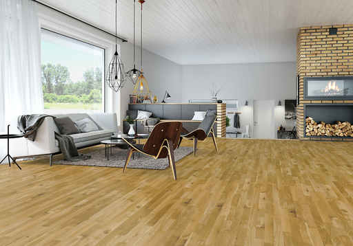 Junckers Solid Oak 2-Strip Flooring, Oiled, Harmony, 129x22mm