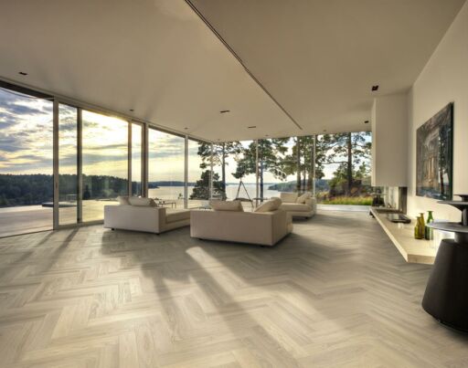 Kahrs Herringbone Oak AB White Engineered Flooring, Prime, Brushed & Oiled, 120x600x11 mm