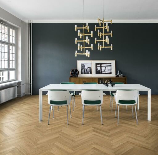 Kahrs Studio Oak AB Natural Engineered Herringbone Flooring, Prime, Matt lacquer, 70x490x11 mm