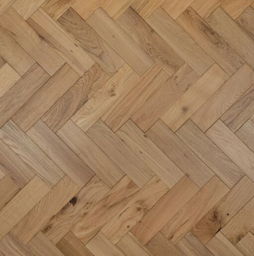 Solid Oak Parquet Flooring Herringbone Blocks, Natural Brushed, Matt Lacquered, 90x18x300mm