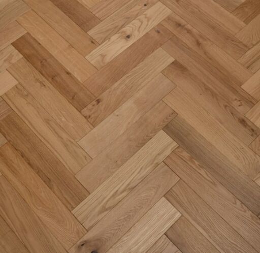 Tradition Engineered Oak Parquet Flooring, Herringbone, Brushed, UV Oiled, 90x14x450mm