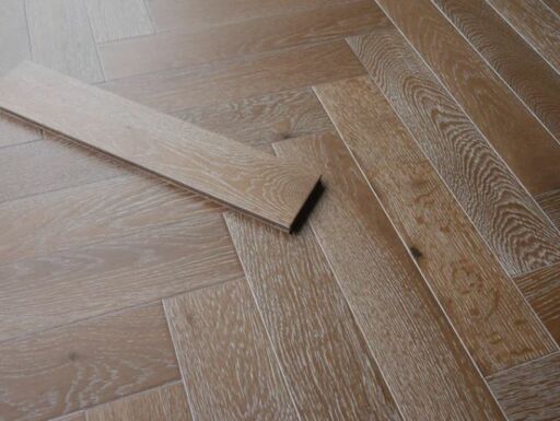 Tradition Engineered Oak Parquet Flooring, Herringbone, Natural, Smoked White, 90x14x450 mm