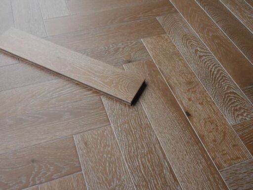 Tradition Engineered Oak Parquet Flooring, Herringbone, Natural, Smoked White, 90x14x450 mm