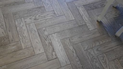 Tradition Herringbone Engineered Oak Parquet Flooring, Gunmetal, Grey, 80x18x300 mm