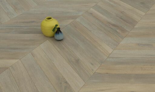 Tradition Select Engineered Oak Chevron Flooring, Smoked & Brushed, White Oiled 90x18x600mm