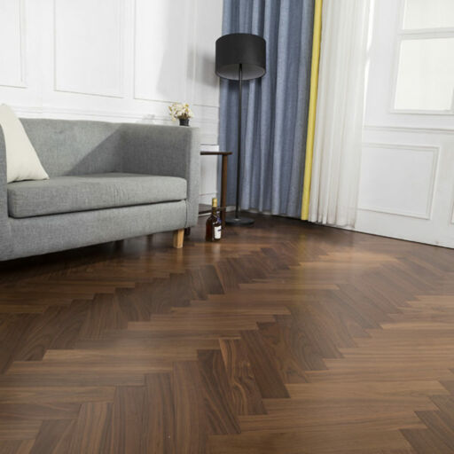 Tradition Walnut Herringbone Engineered Parquet Flooring, Natural, UV Oiled, 125x14x600mm