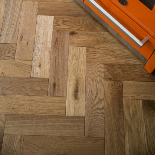 V4 Deco Parquet, Smoked Oak Engineered Flooring, Rustic, Brushed & Hardwax Oiled, 90x14x400mm