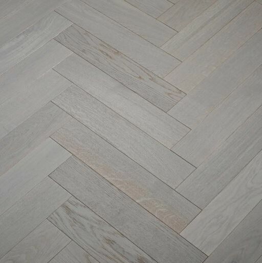 V4 Tundra Engineered Misty Grey Oak Herringbone Flooring, Natural, Brushed & UV Oiled, 100x15x500 mm
