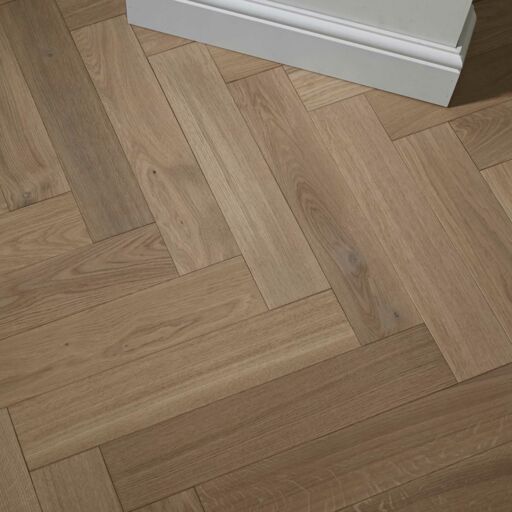V4 Tundra Engineered Seashell Oak Herringbone Flooring, Natural, Brushed & UV Oiled, 100x15x500 mm
