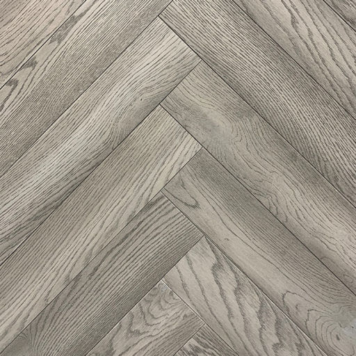 Xylo Silver Grey Engineered Oak Flooring, Rustic, Herringbone, Brushed & UV Lacquered, 125x14x625 mm