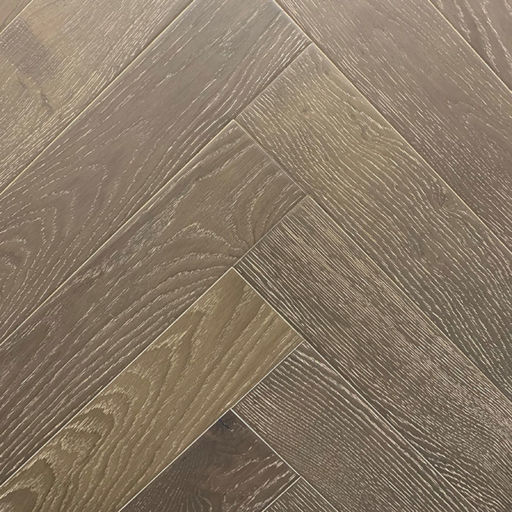 Xylo White Washed Coffee Engineered Oak Flooring, Rustic, Herringbone, Brushed & UV Oiled, 125x14x625 mm