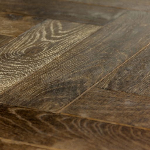 V4 Foundry Steel Engineered Oak Parquet Flooring, Rustic, Distressed, Stained, Handfinished & UV Oiled, 90x14x360 mm