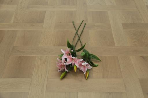 Tradition Select Engineered Oak Parquet Flooring, Brushed, Light Grey Lacquered, 240x15x240mm